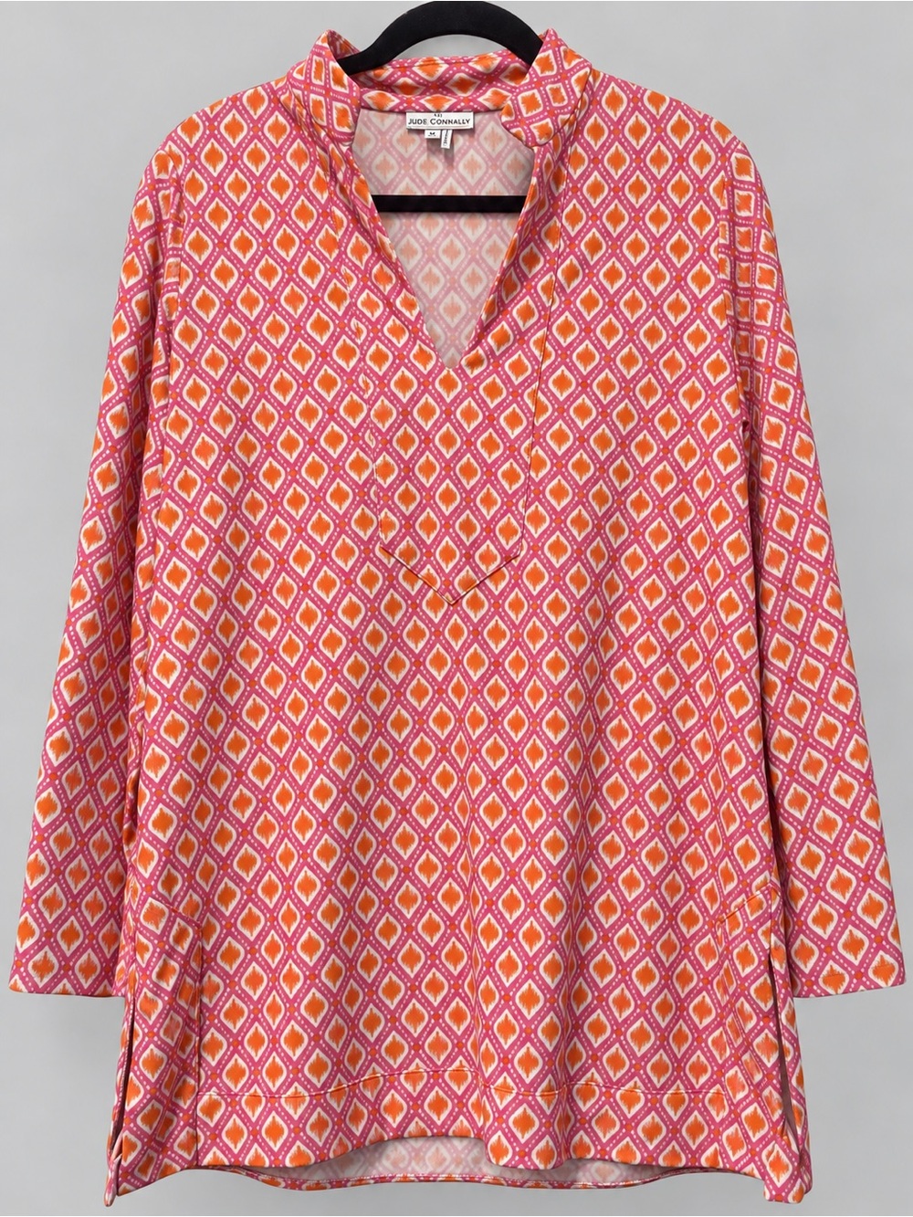 Jude Connally Chris Tunic Large Pink Orange Geometric Jude Cloth